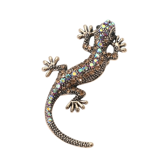Multicolored Lizard Pave Crystal Bling 2.25" Brooch Pin Rhinestone Accessories - Picture 1 of 4